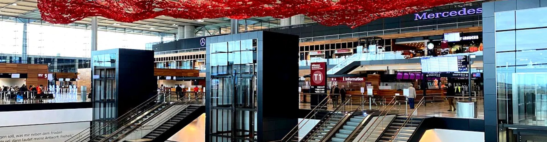 Calm family area at Berlin Brandenburg Airport during off-peak hours