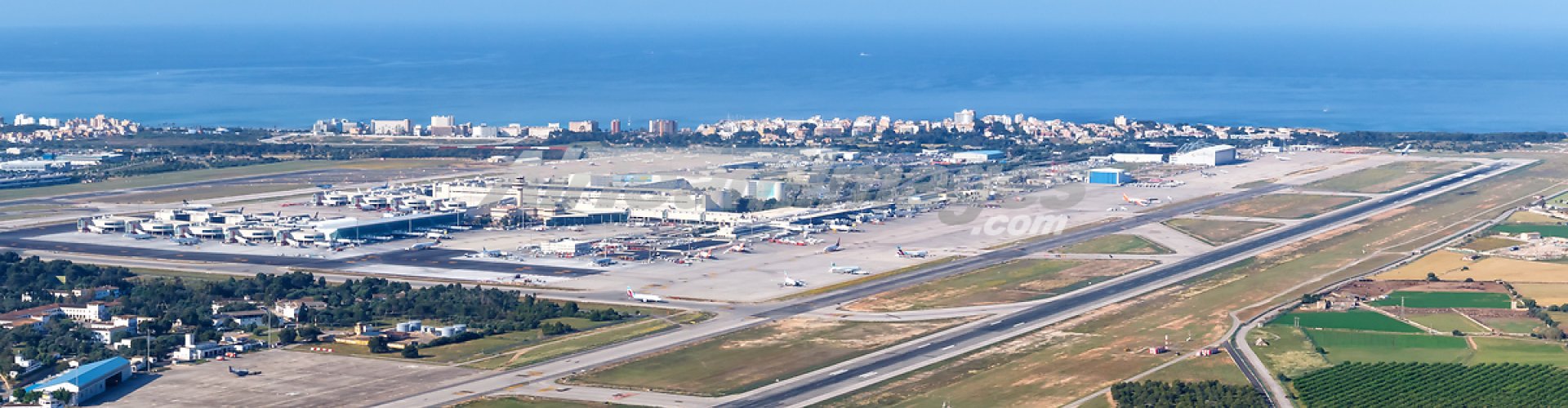 Sunset view of Palma Airport terminal