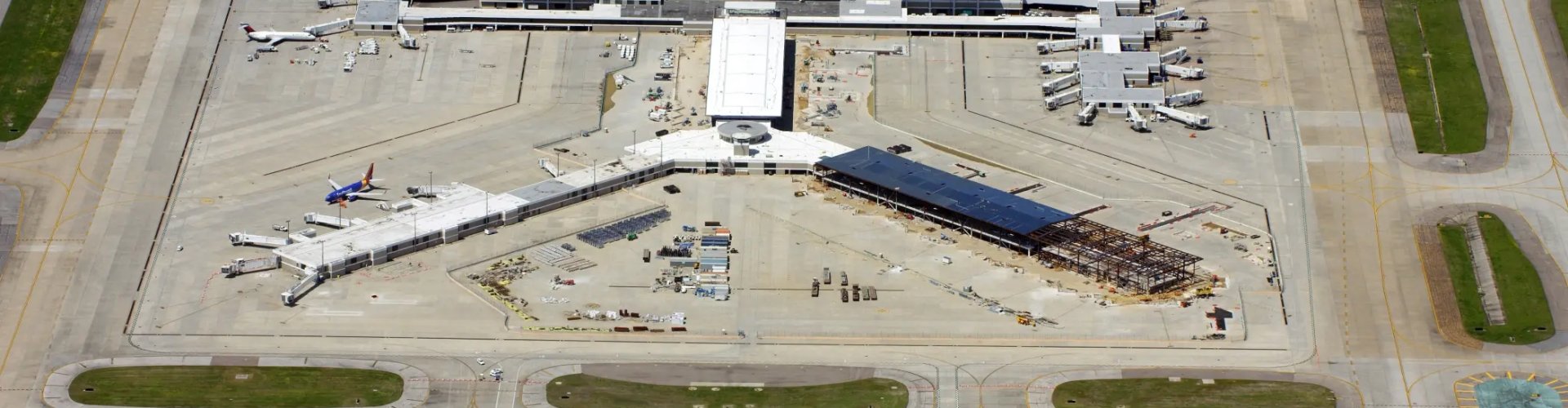 Sunset view of Memphis Intl Airport terminal