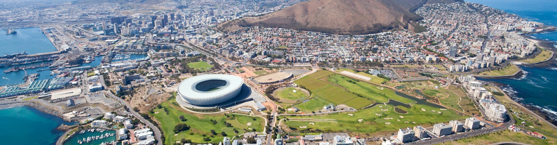 Sunset over Cape Town Airport terminal