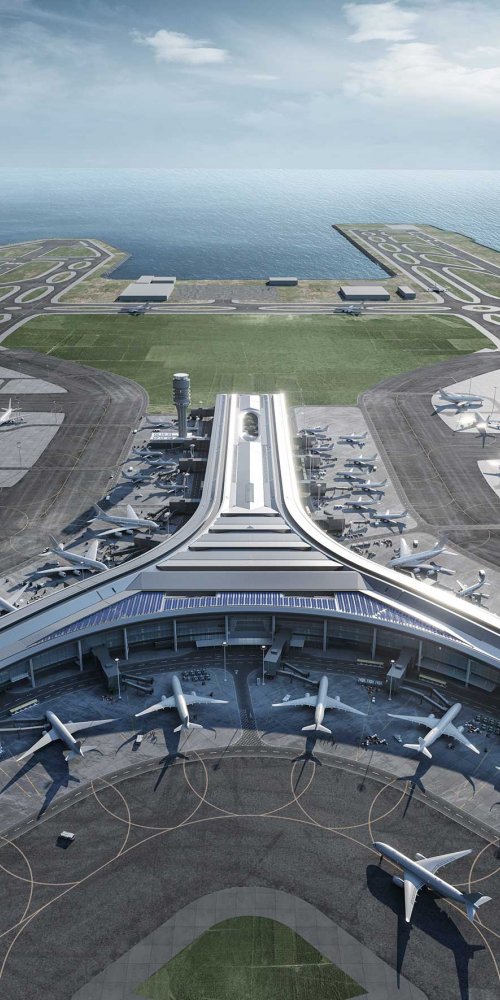 A quiet corner in Hong Kong Intl Airport with a family relaxing