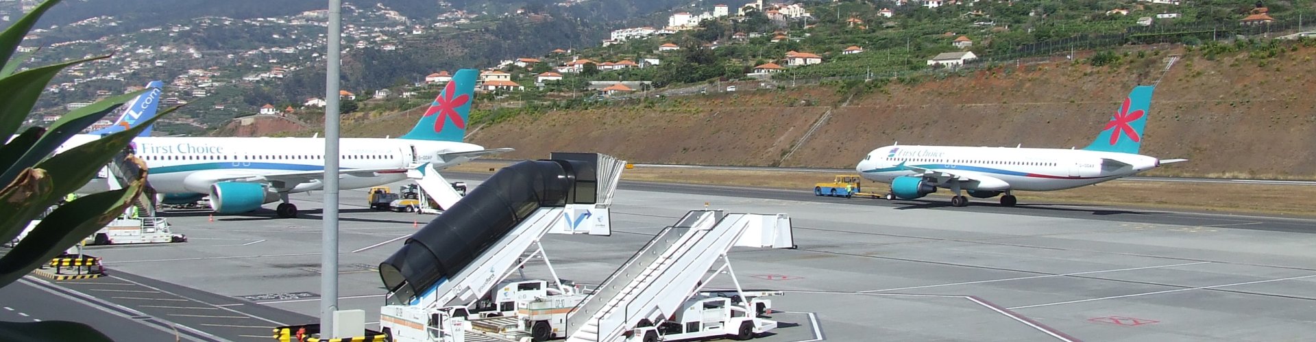 Sunset terminal shot of Madeira Funchal Airport, PT Airport