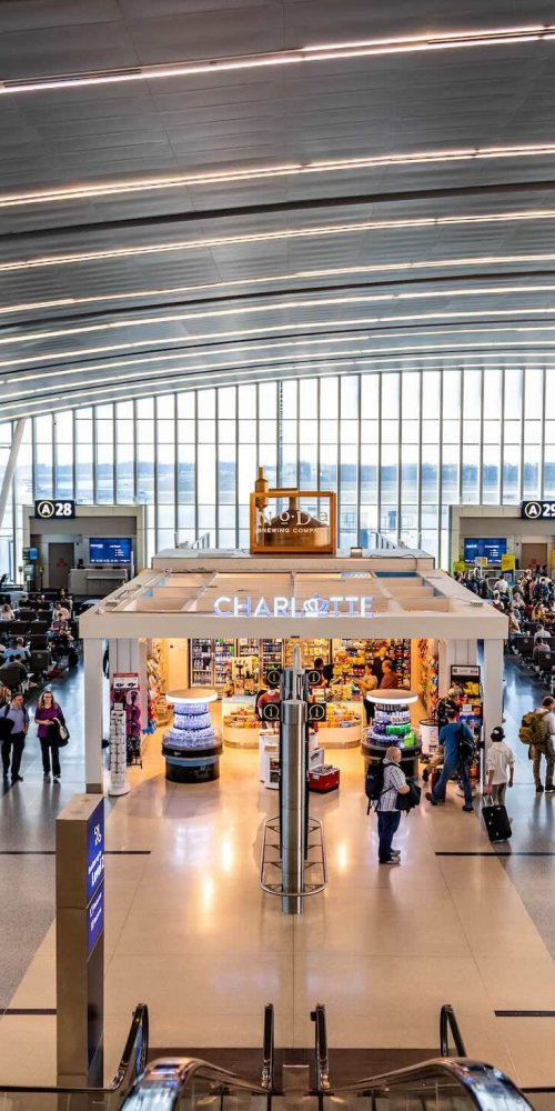 Child playing calmly inside a quiet room at Charlotte Douglas Intl Airport, NC, US Airport
