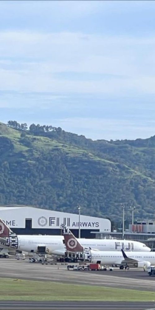 Relaxed family enjoying off-peak comfort at Nadi Intl Airport