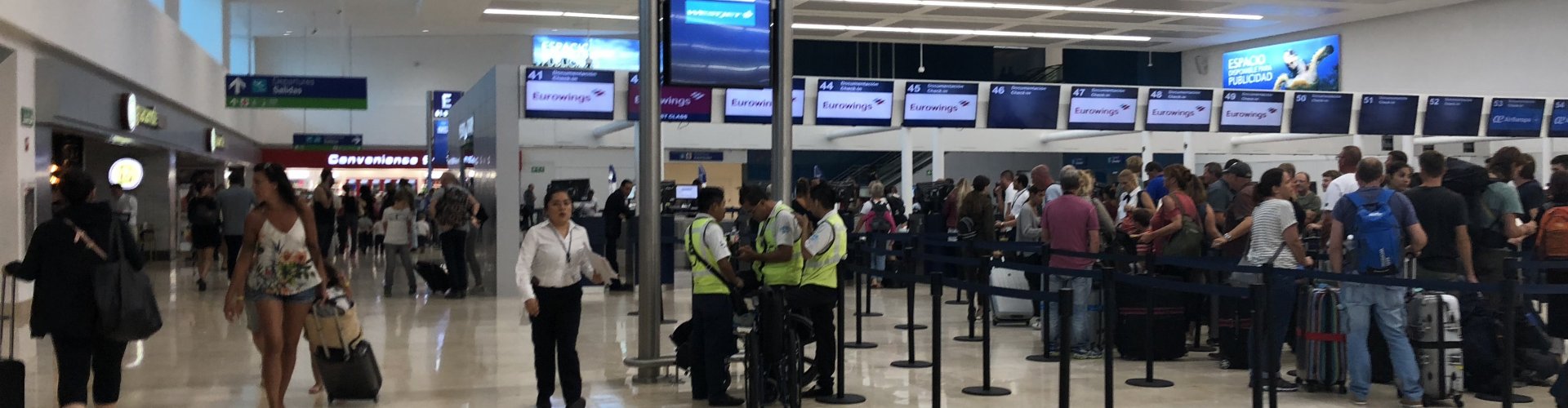 Sunset view of Cancún Airport terminal