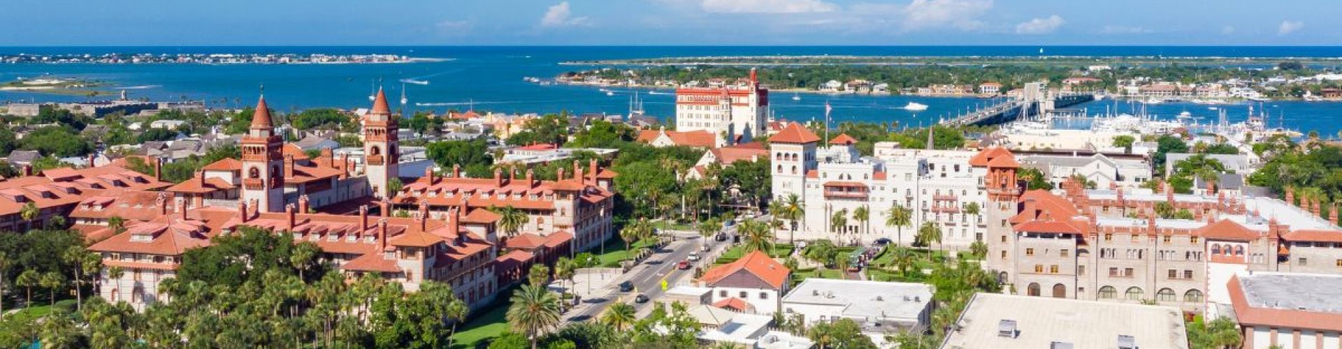 Sunset view of St Augustine, FL, US Airport terminal