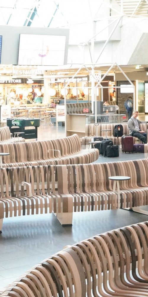 Parent with child at Keflavik Airport play area